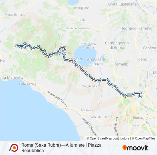 Percorso linea bus COTRAL