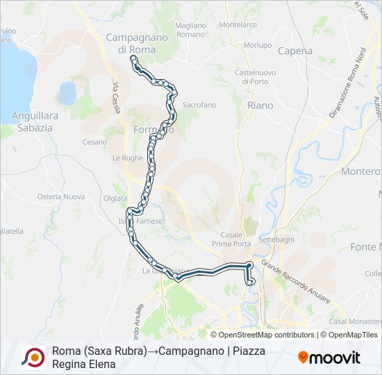 Percorso linea bus COTRAL