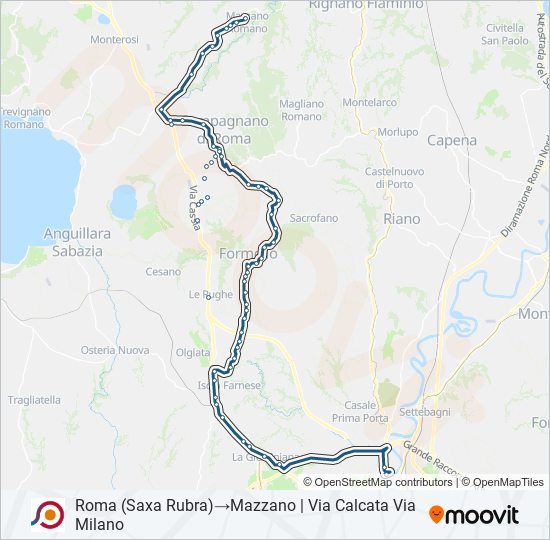 Percorso linea bus COTRAL