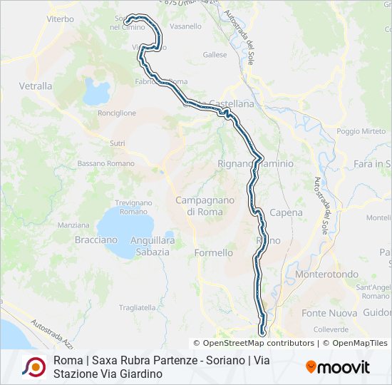 Linea Cotral: Orari, Fermate E Mappe - Roma (Saxa Rubra)‎→Soriano | Via ...