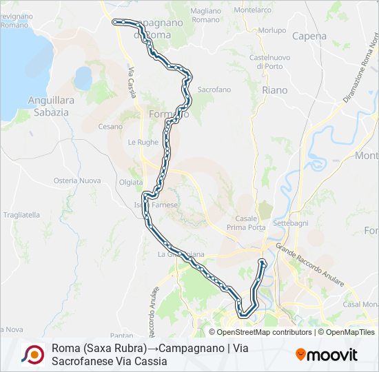 Percorso linea bus COTRAL