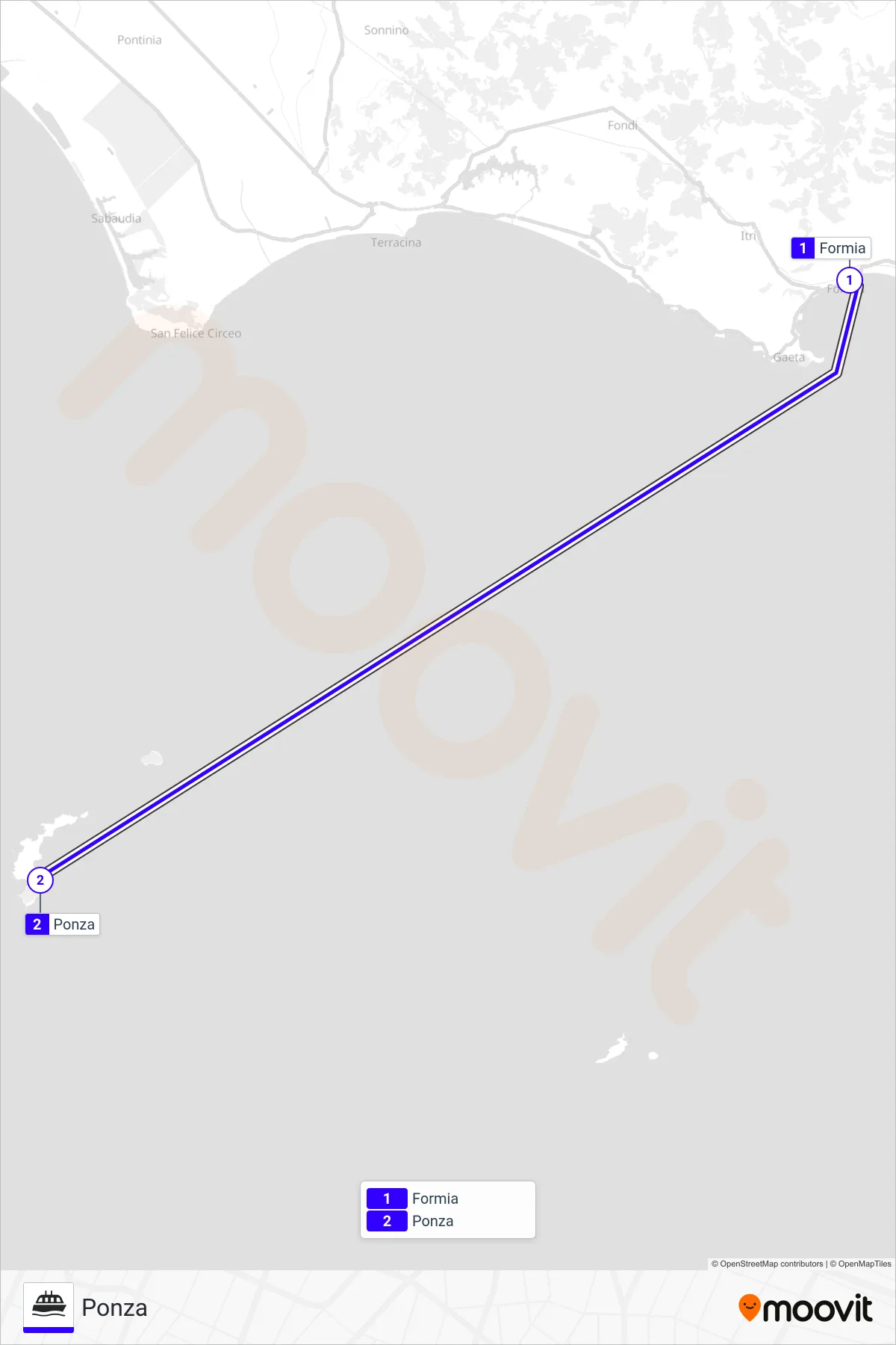 Linea LAZIOMAR navigazione (Ponza) - Percorsi e fermate sulla mappa