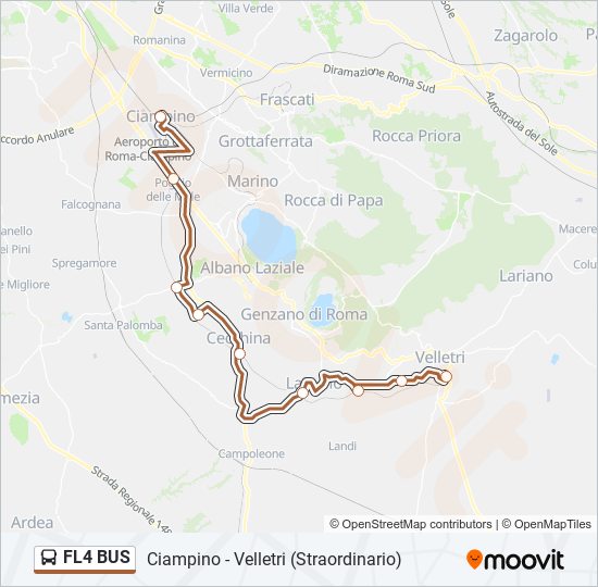 Percorso linea bus FL4 BUS