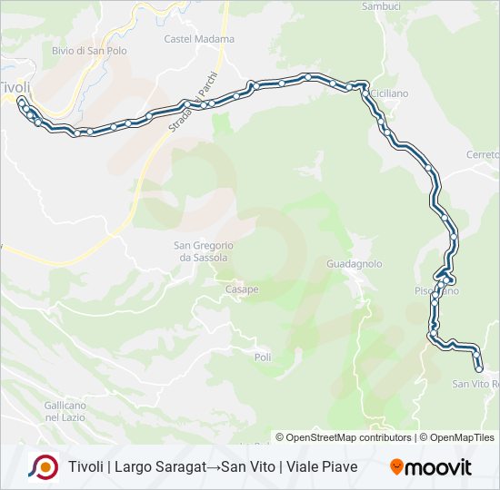 Percorso linea bus COTRAL