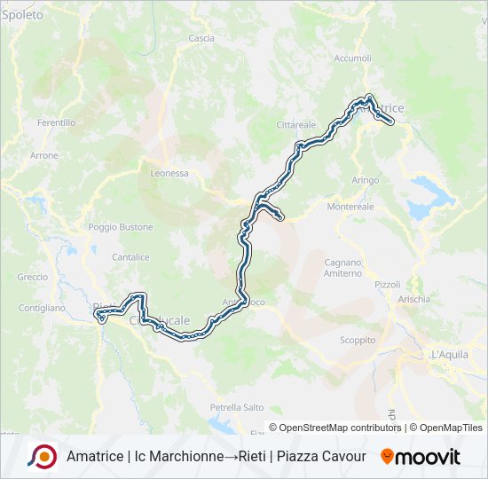 Percorso linea bus COTRAL