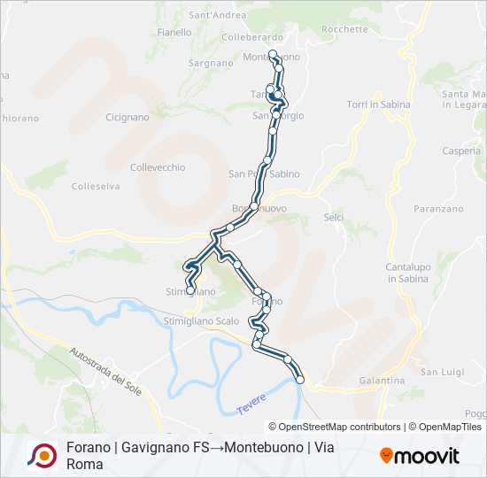 Percorso linea bus COTRAL