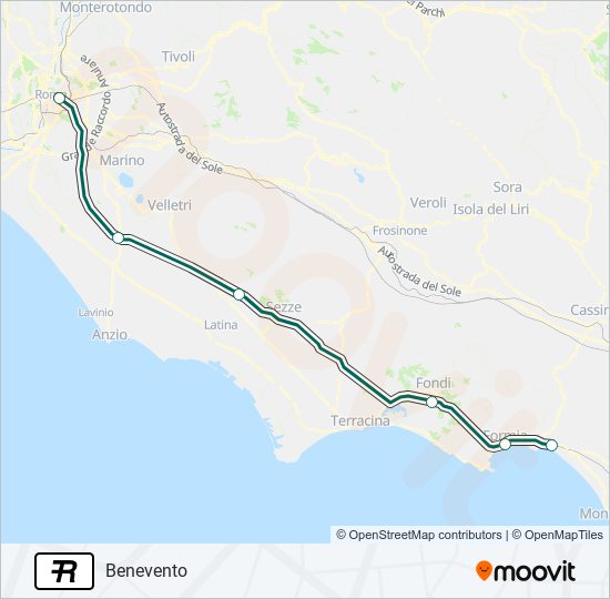 Percorso linea treno R