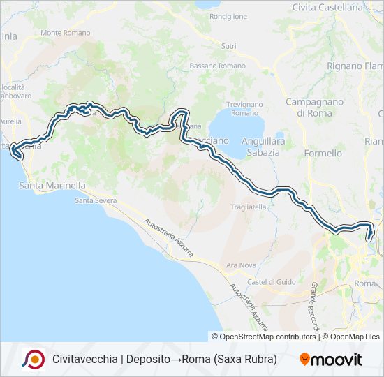 Percorso linea bus COTRAL