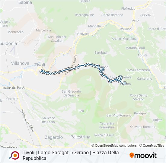 Percorso linea bus COTRAL