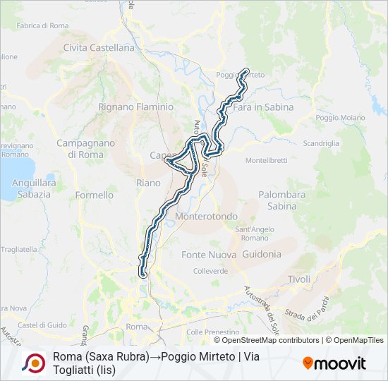 Percorso linea bus COTRAL