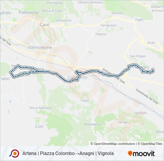 Percorso linea bus COTRAL