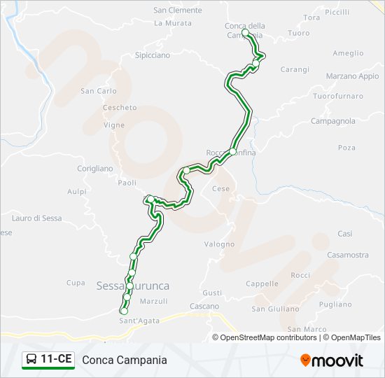 Percorso linea bus 11-CE