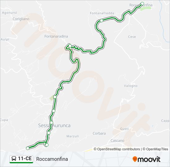 Percorso linea bus 11-CE
