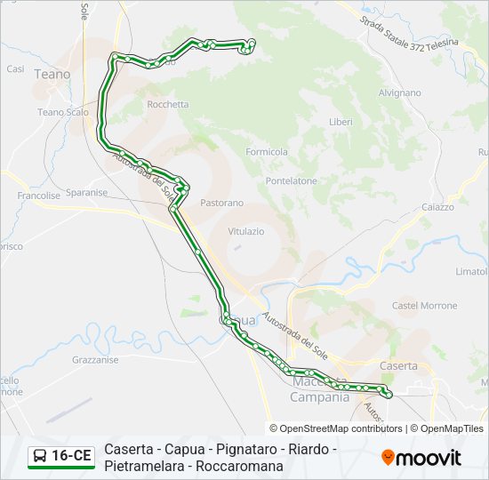 Percorso linea bus 16-CE
