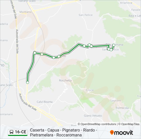 Percorso linea bus 16-CE