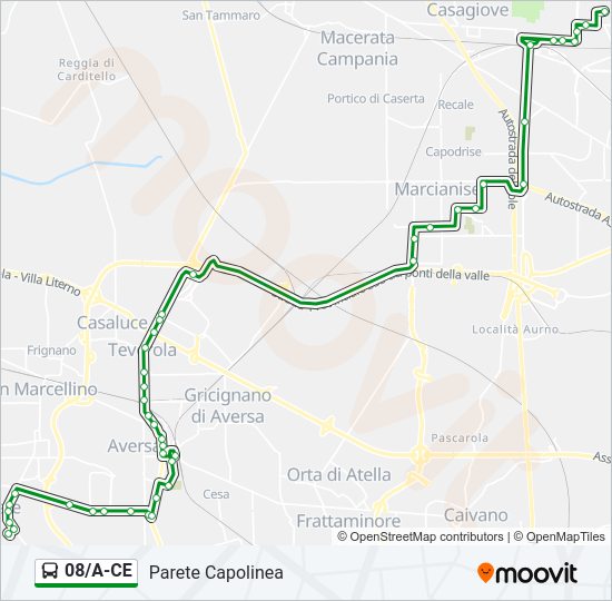 Percorso linea bus 08/A-CE