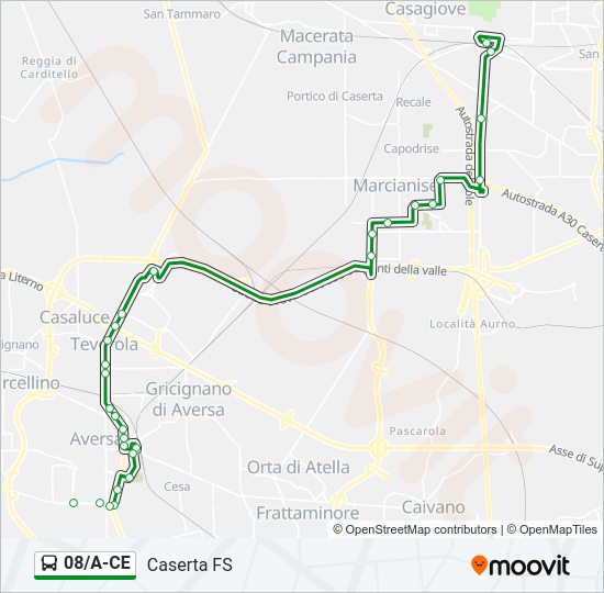 Percorso linea bus 08/A-CE