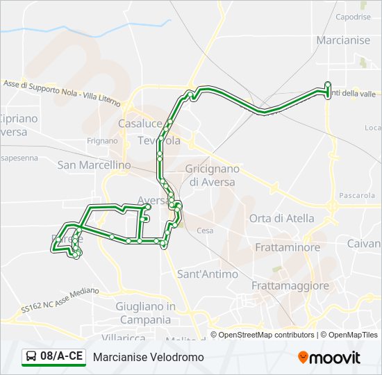 Percorso linea bus 08/A-CE