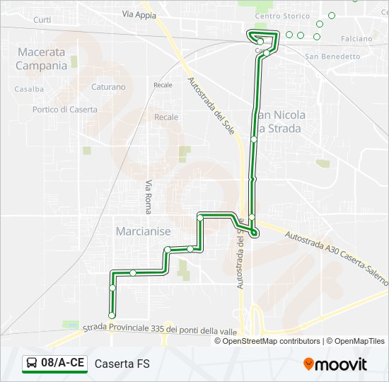 Percorso linea bus 08/A-CE