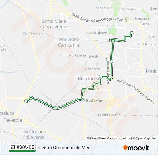 Percorso linea bus 08/A-CE