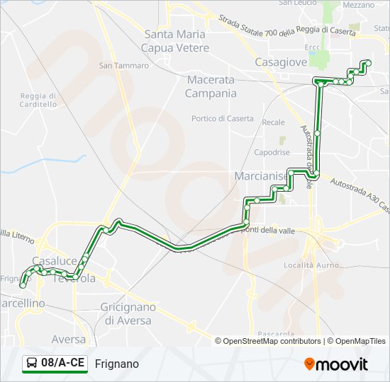 Percorso linea bus 08/A-CE
