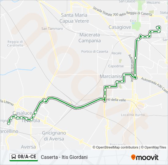 Percorso linea bus 08/A-CE