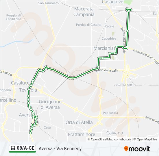 Percorso linea bus 08/A-CE