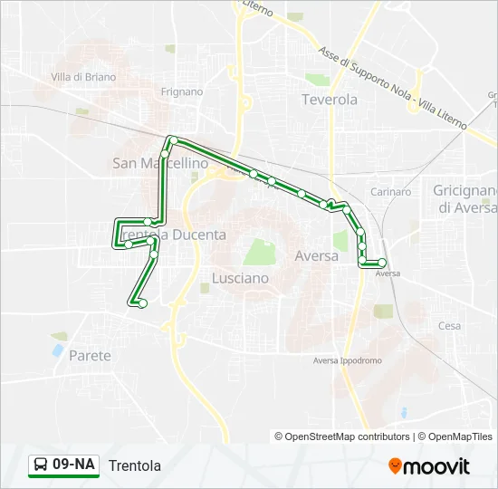 Percorso linea bus 09-NA