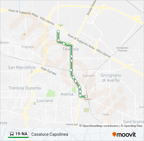 Percorso linea bus 19-NA