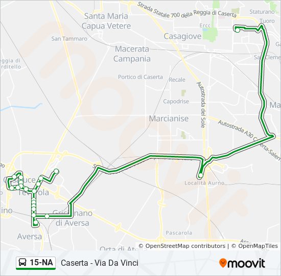 Percorso linea bus 15-NA