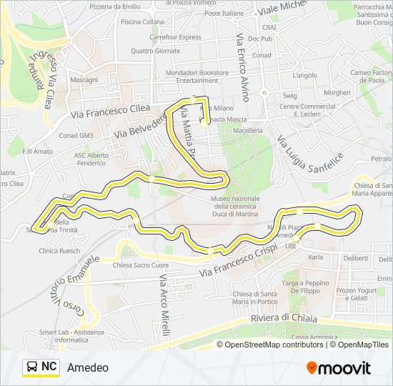 Percorso linea bus NC