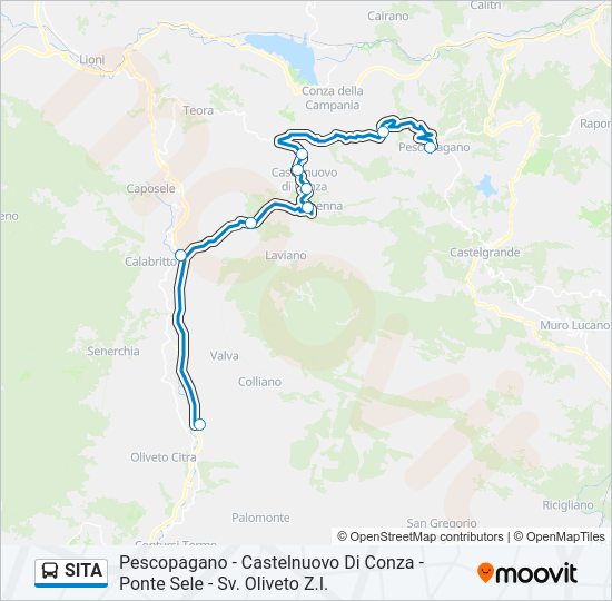 Percorso linea bus SITA
