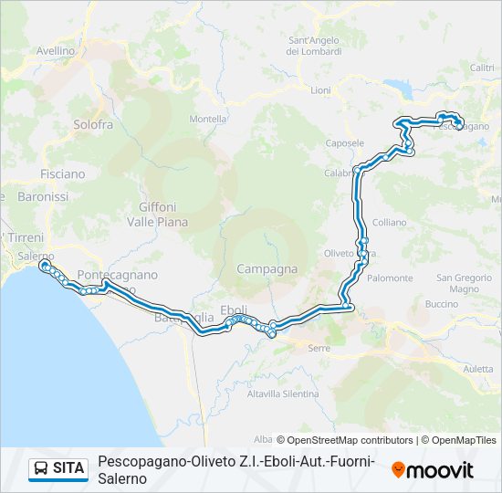 Percorso linea bus SITA
