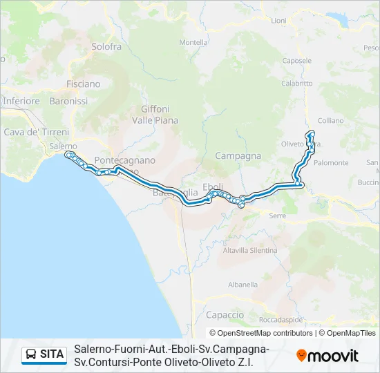 Percorso linea bus SITA