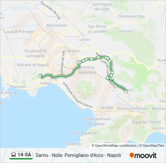 Percorso linea bus 14-SA