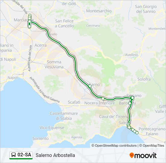 Percorso linea bus 02-SA