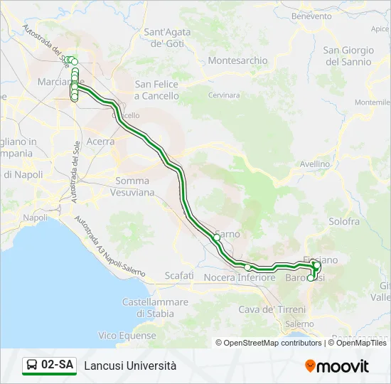 Percorso linea bus 02-SA