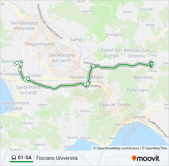 Percorso linea bus 01-SA