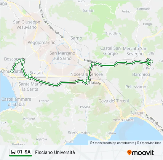 Percorso linea bus 01-SA