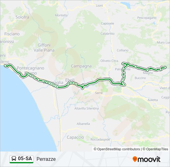 Percorso linea bus 05-SA