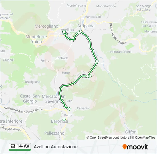 14-AV Bus Line Map