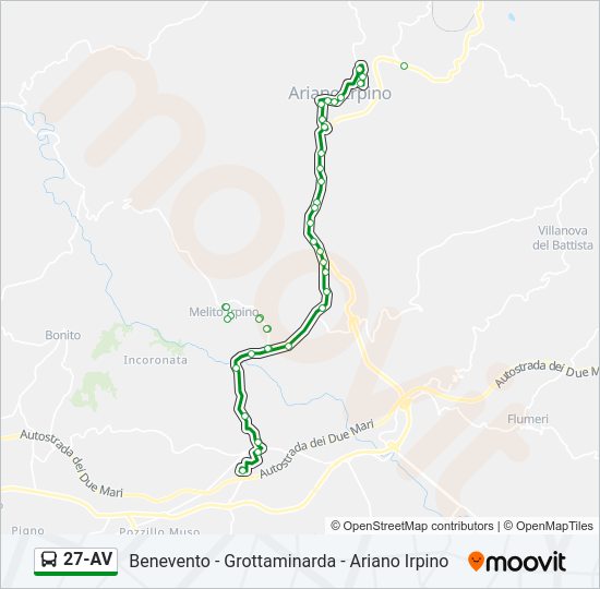 Percorso linea bus 27-AV