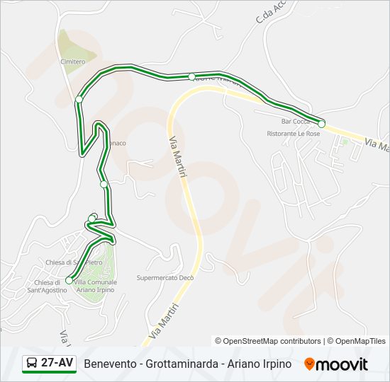 Percorso linea bus 27-AV