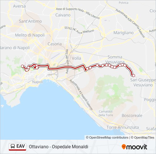 Percorso linea bus EAV