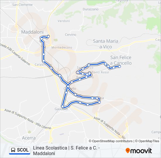 Percorso linea bus SCOL