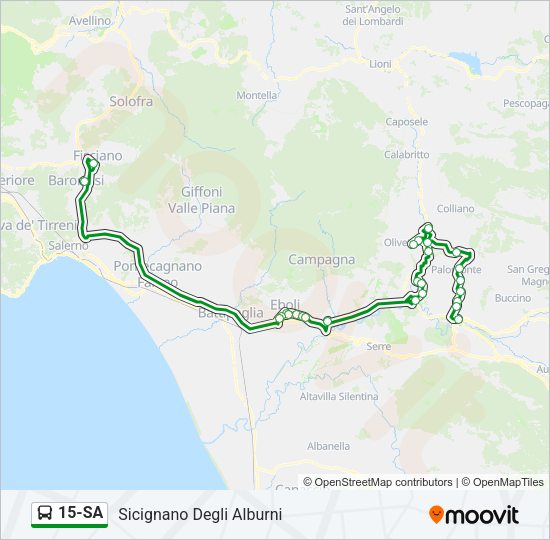 Percorso linea bus 15-SA