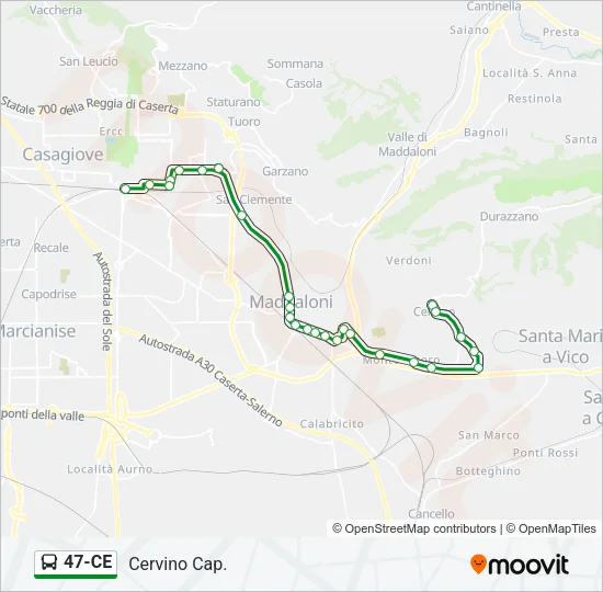 Percorso linea bus 47-CE