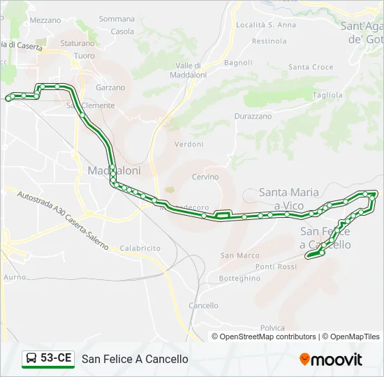 Percorso linea bus 53-CE