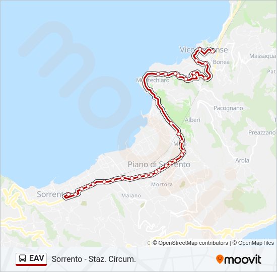 Percorso linea bus EAV