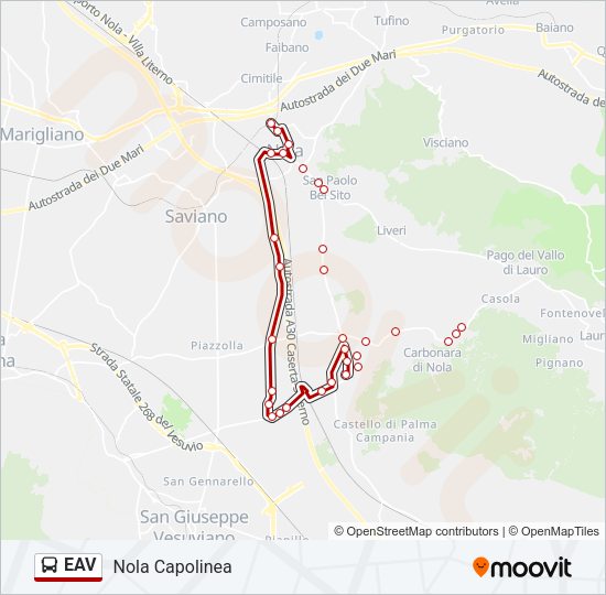 Percorso linea bus EAV